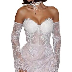 Elegant White Lace Off-Shoulder Dress